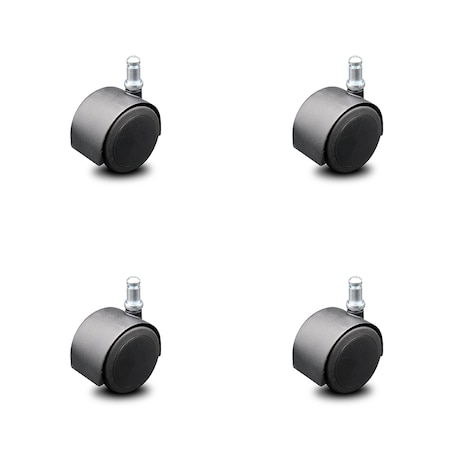 Service Caster 2.375 Inch Flat Black Hooded Urethane Twin Wheel Grip Ring Chair Casters, 4PK SCC-GR02S60D-NYU-FB-716X78-4
